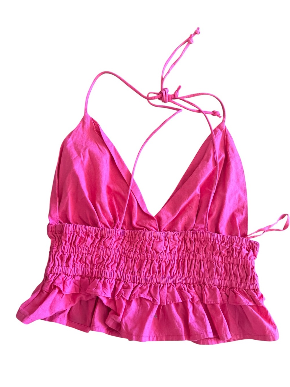 Sim & Sam Women's Pink Halter Ruffle Tank Top - Picture 3 of 4